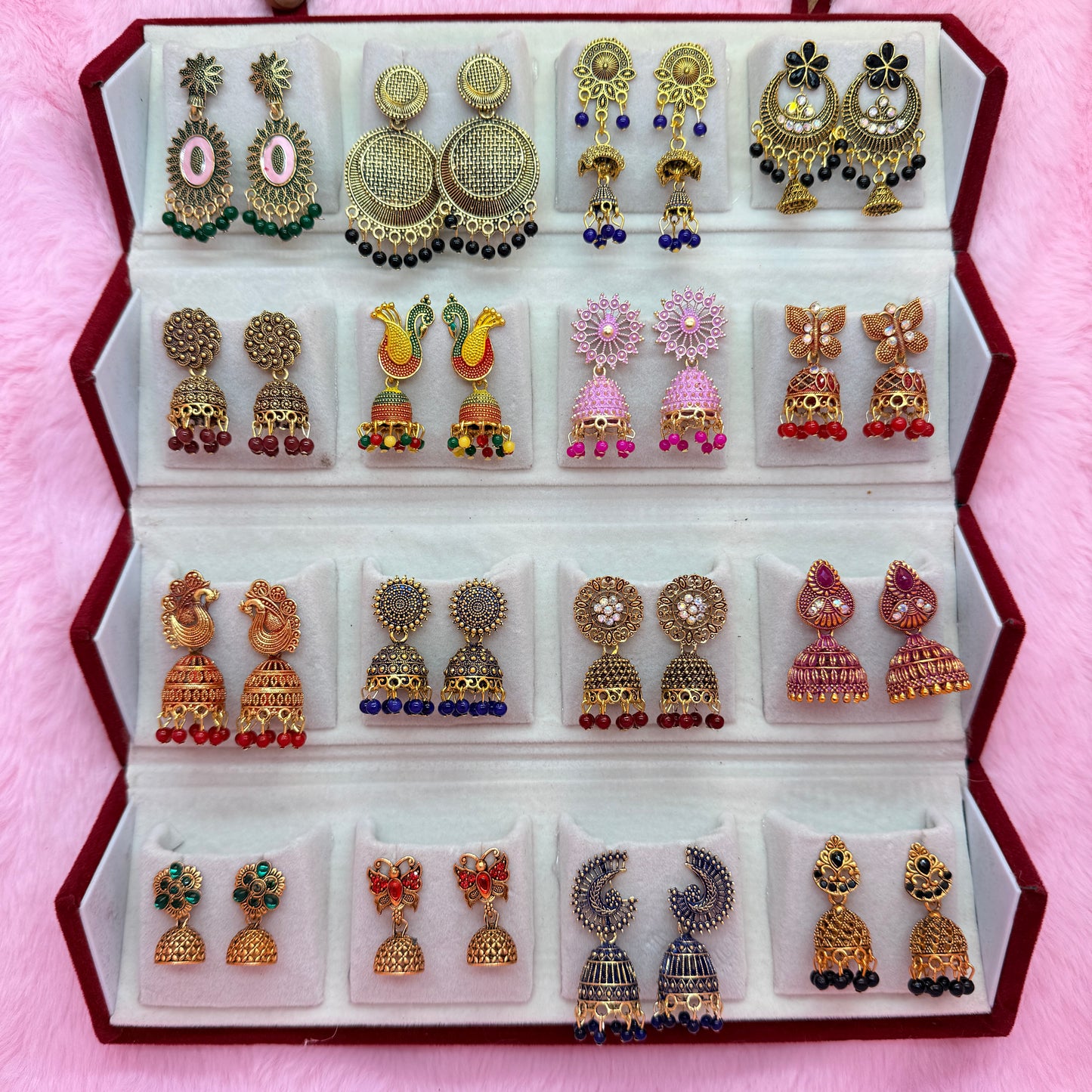 16 Set Premium Antique Jhumka Earrings Combo Box for Women & Girls | Trendy Traditional Earrings Collection