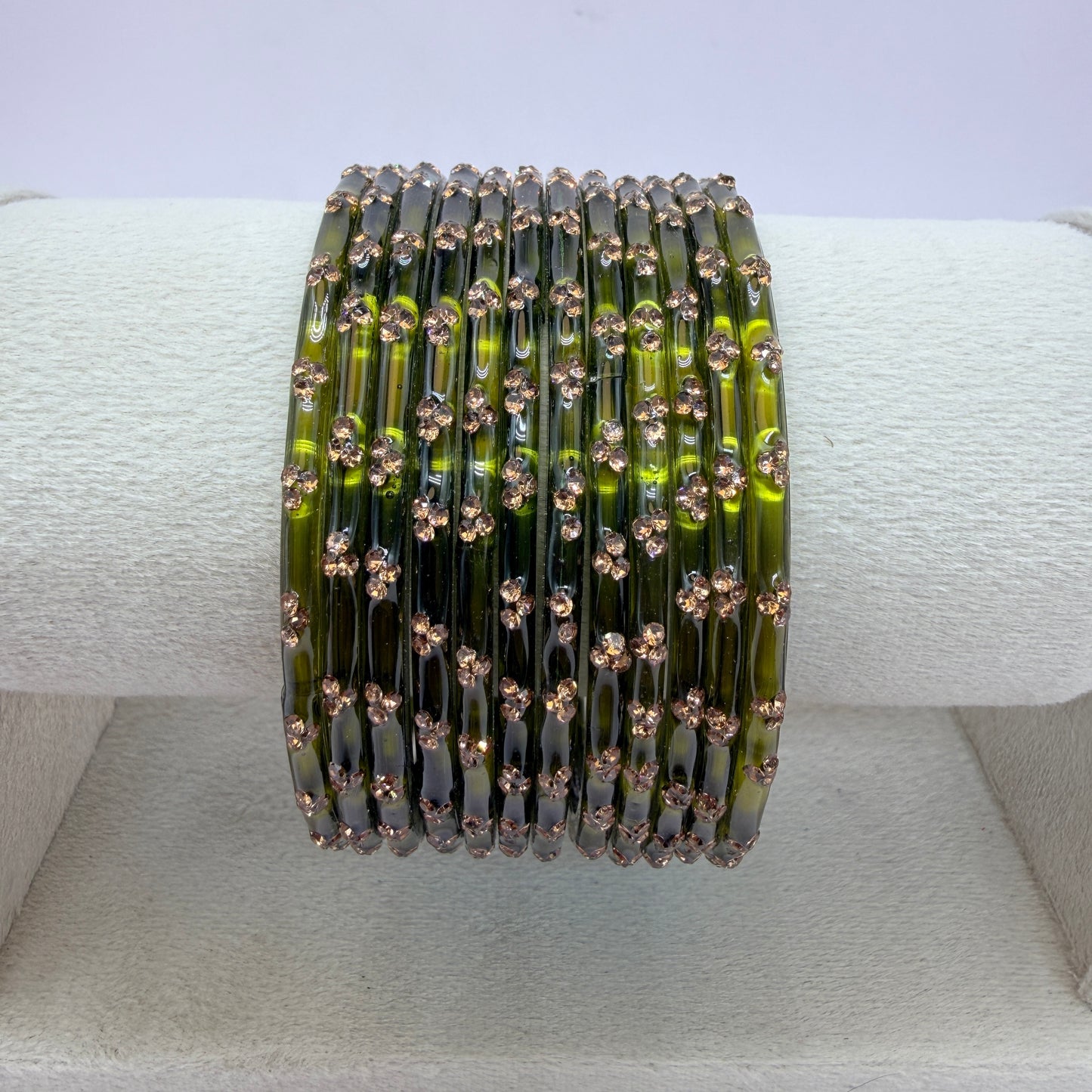 12 Piece Crystal Stone Glass Bangles Set for Women – Premium Transparent Color Bangles Collection