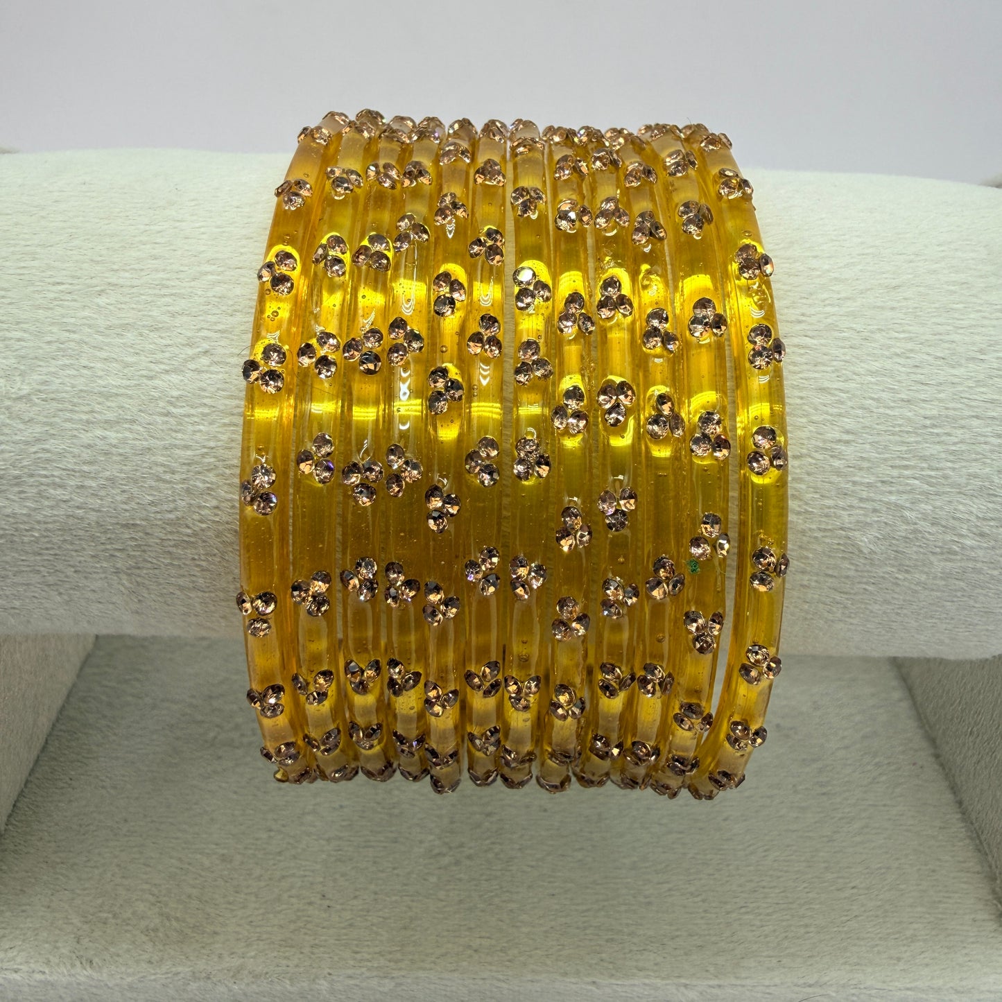 12 Piece Crystal Stone Glass Bangles Set for Women – Premium Transparent Color Bangles Collection