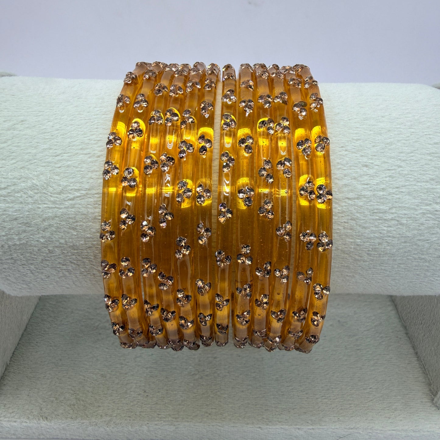 12 Piece Crystal Stone Glass Bangles Set for Women – Premium Transparent Color Bangles Collection