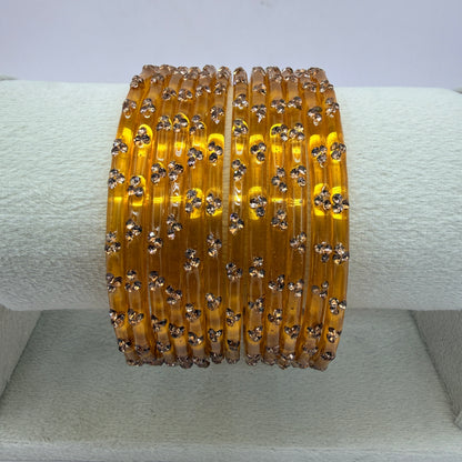 12 Piece Crystal Stone Glass Bangles Set for Women – Premium Transparent Color Bangles Collection