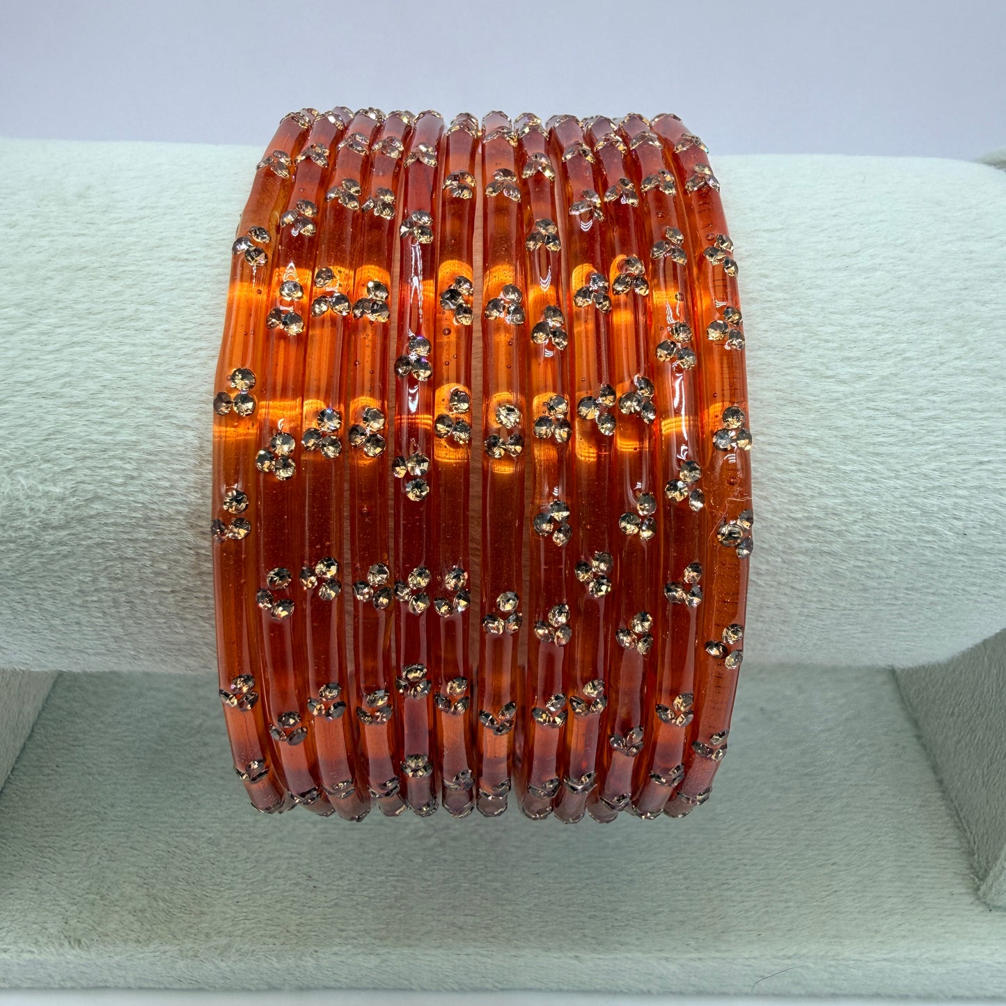 12 Piece Crystal Stone Glass Bangles Set for Women – Premium Transparent Color Bangles Collection