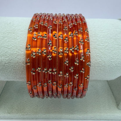 12 Piece Crystal Stone Glass Bangles Set for Women – Premium Transparent Color Bangles Collection