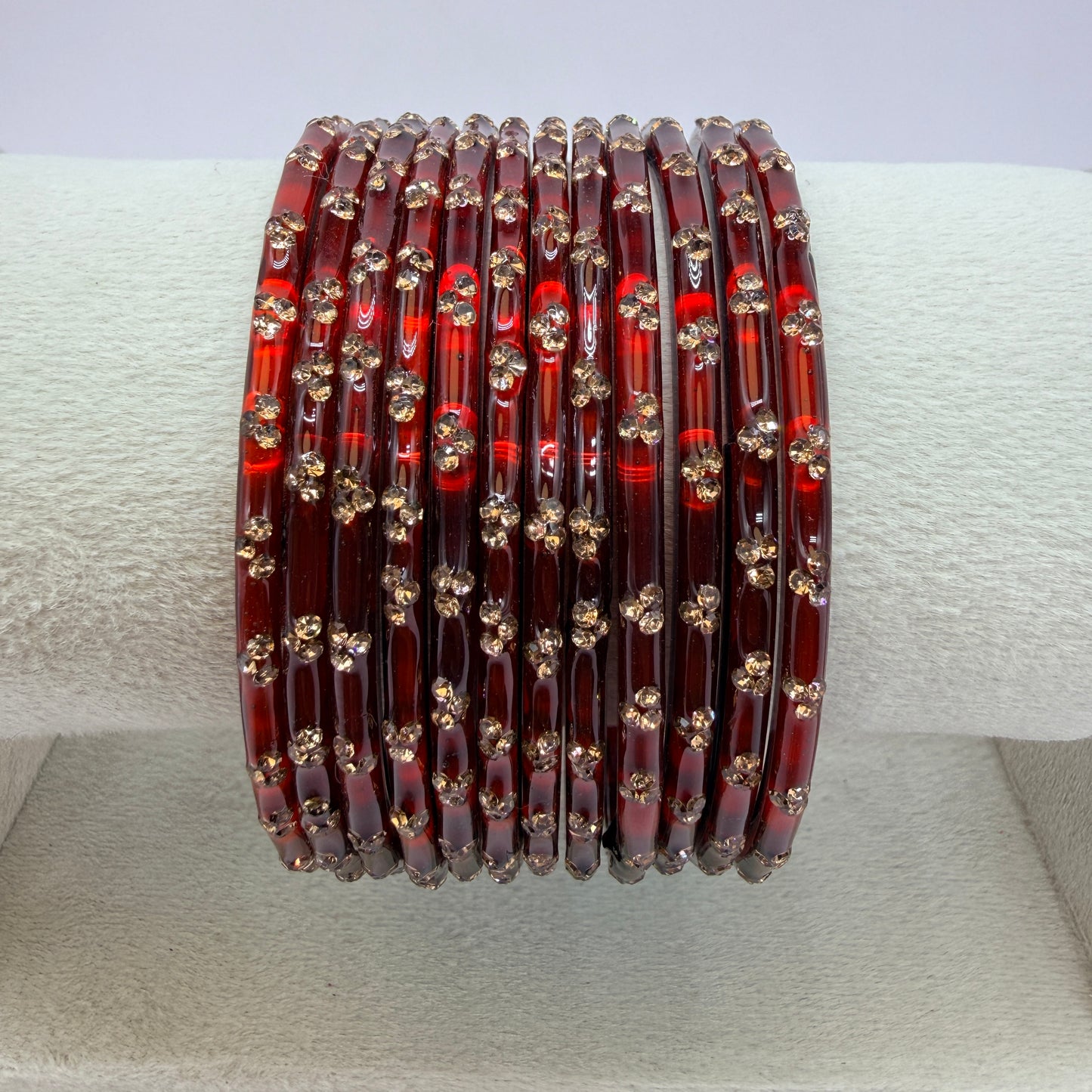 12 Piece Crystal Stone Glass Bangles Set for Women – Premium Transparent Color Bangles Collection