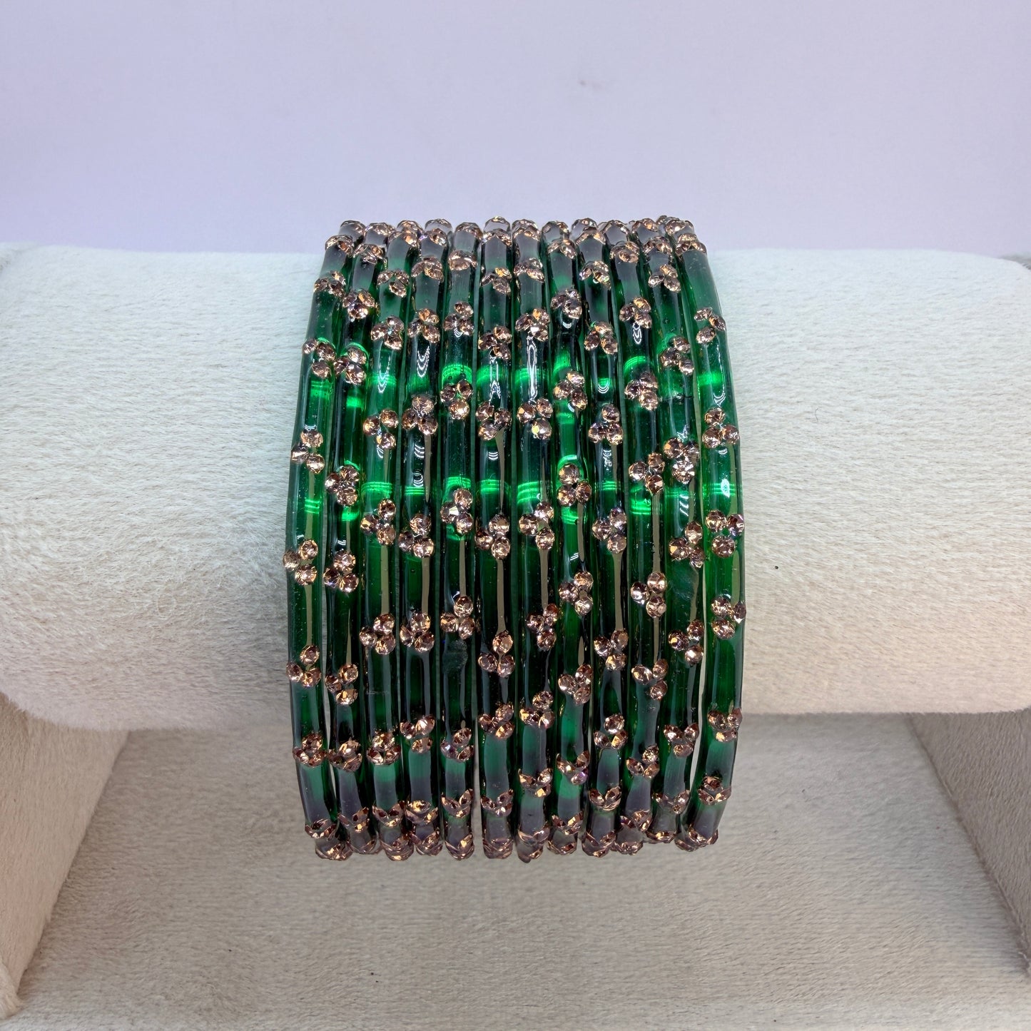 12 Piece Crystal Stone Glass Bangles Set for Women – Premium Transparent Color Bangles Collection