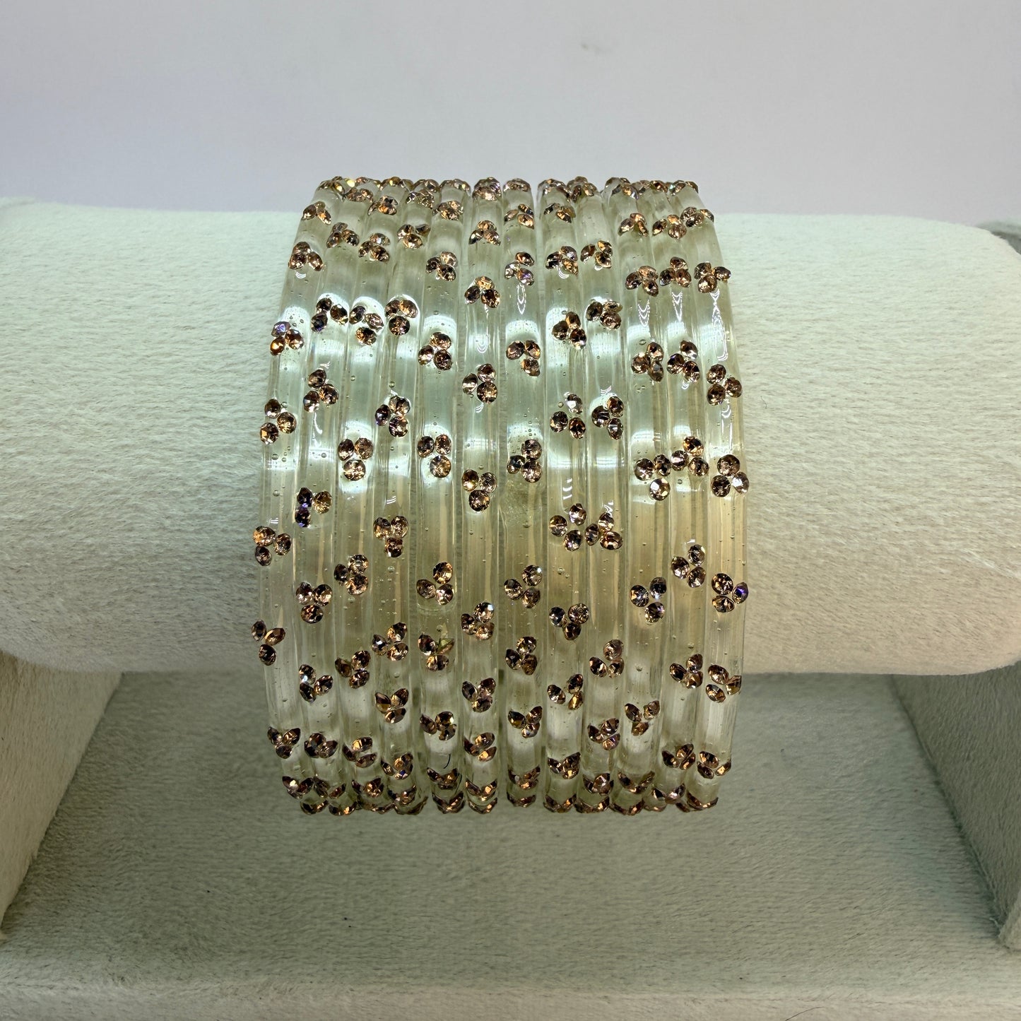 12 Piece Crystal Stone Glass Bangles Set for Women – Premium Transparent Color Bangles Collection