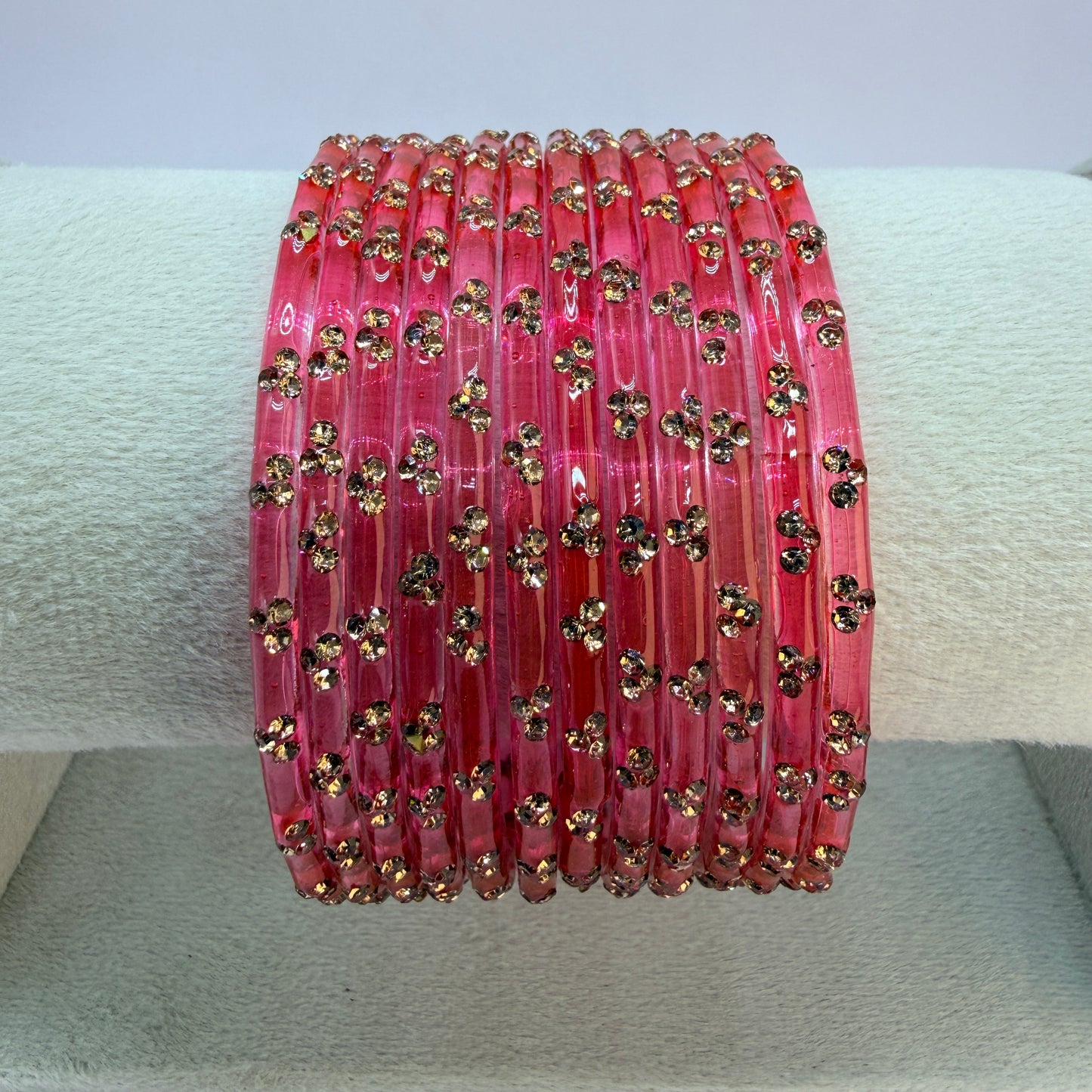 12 Piece Crystal Stone Glass Bangles Set for Women – Premium Transparent Color Bangles Collection