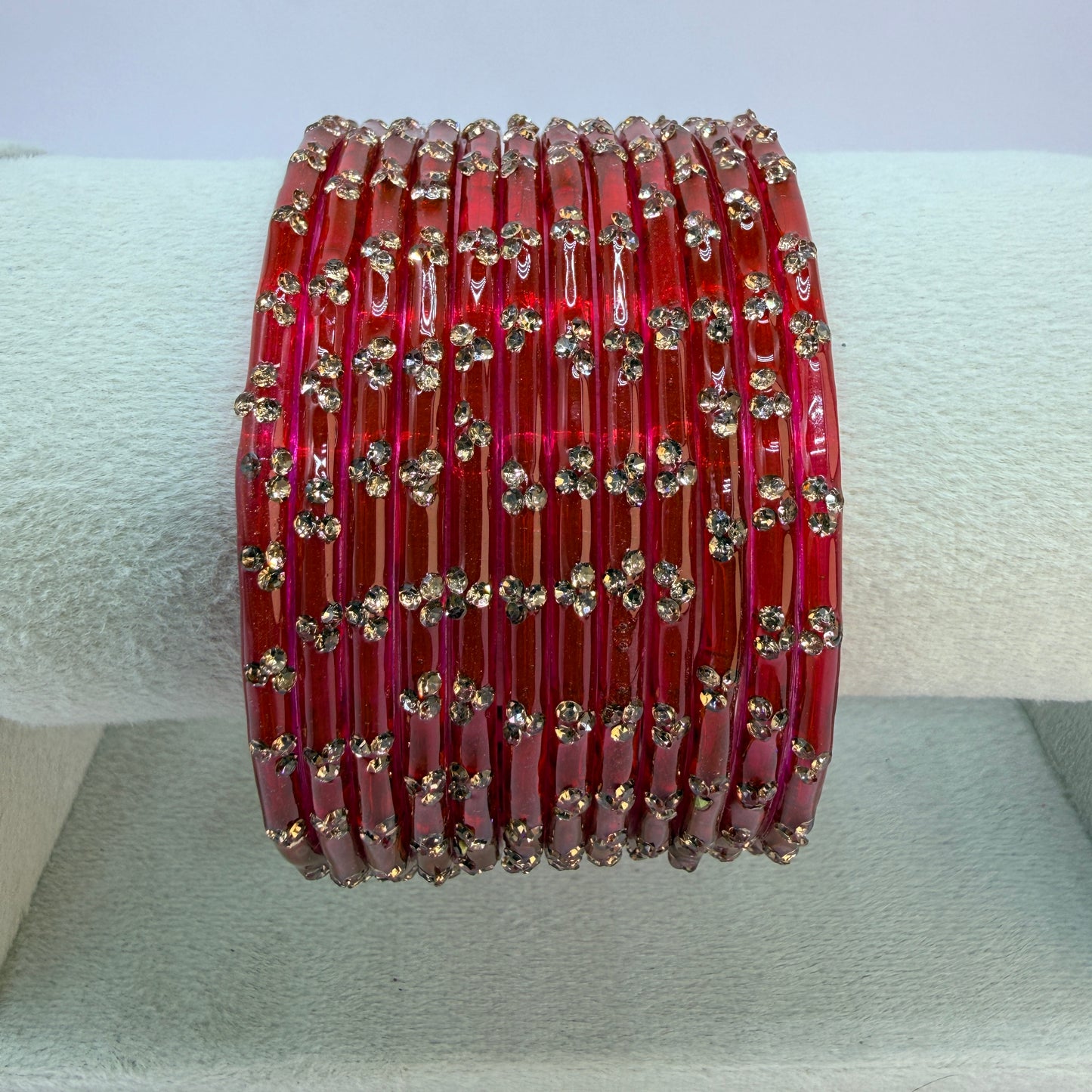 12 Piece Crystal Stone Glass Bangles Set for Women – Premium Transparent Color Bangles Collection