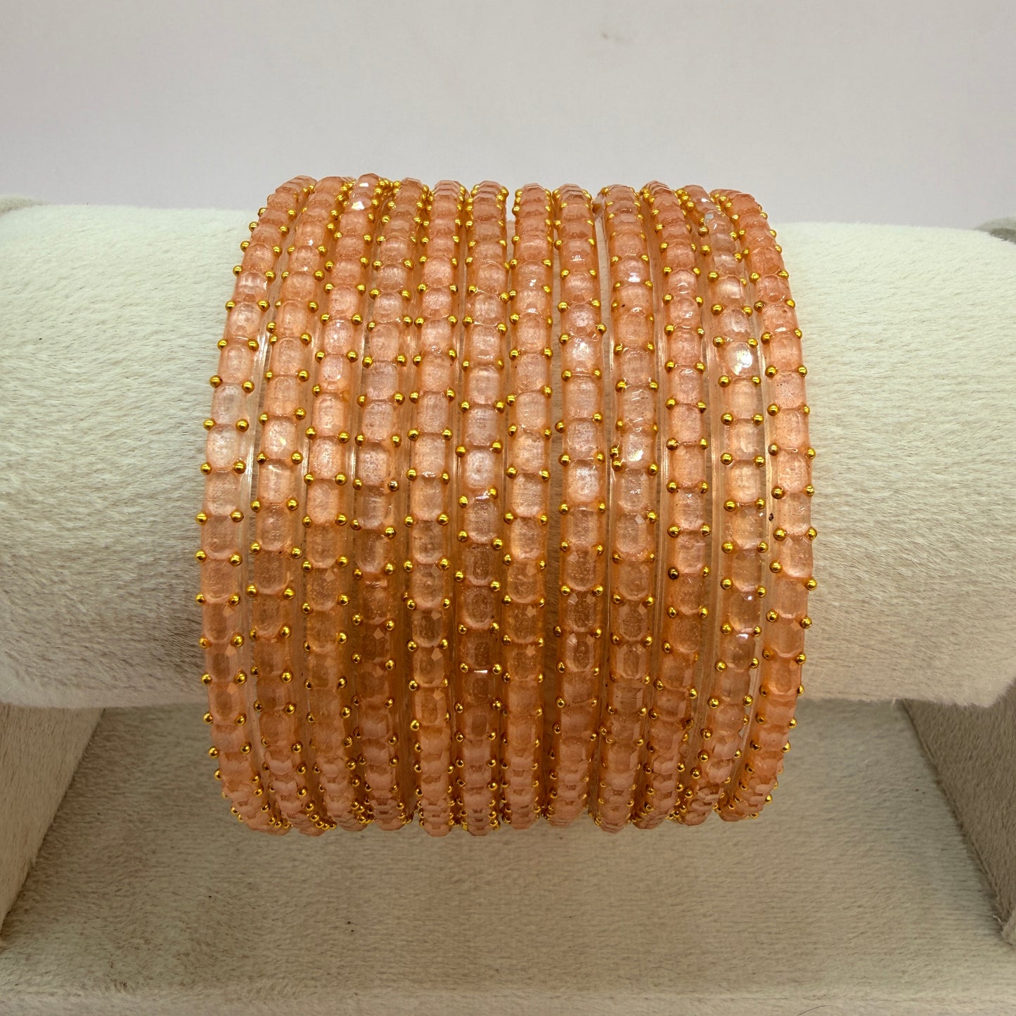 Square Cut Crystal Bead Glass Bangles Set for Women – 12 Pieces (1 Dozen) | Sparkling Crystal Finish | Traditional Fashion Jewellery