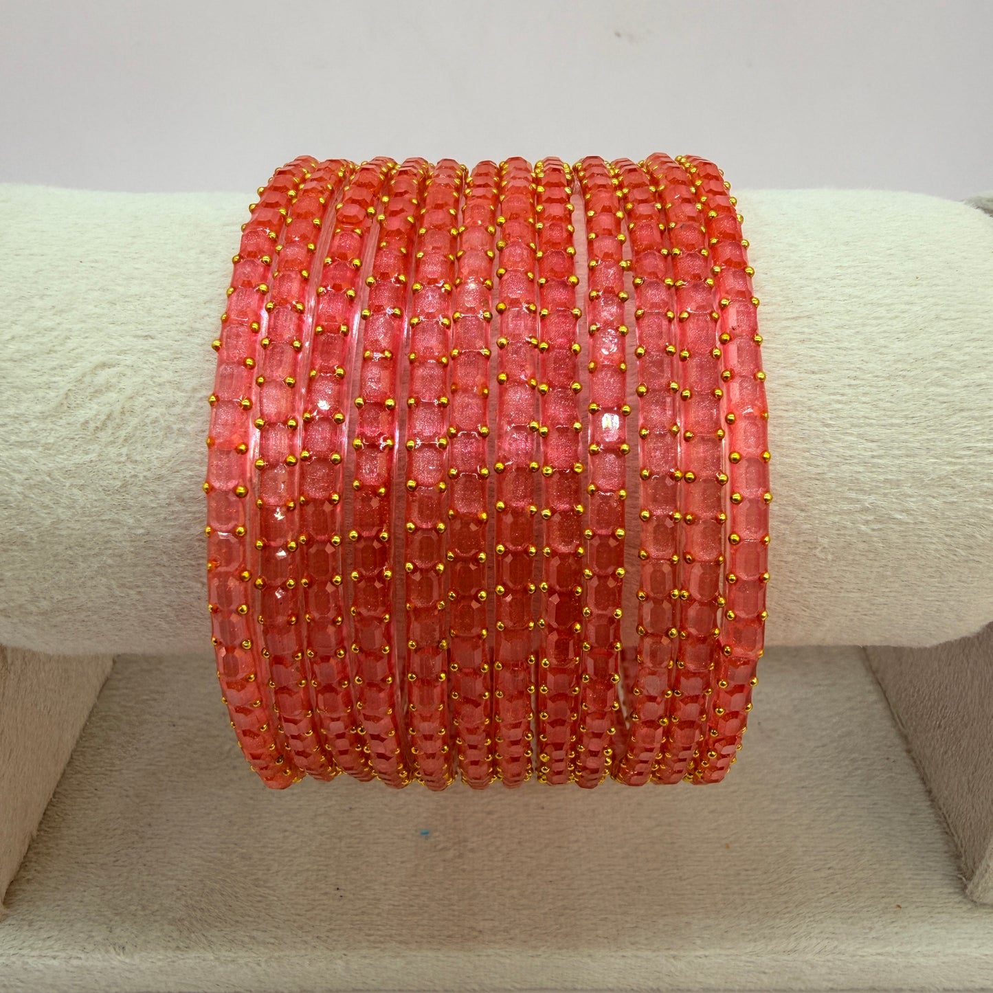Square Cut Crystal Bead Glass Bangles Set for Women – 12 Pieces (1 Dozen) | Sparkling Crystal Finish | Traditional Fashion Jewellery