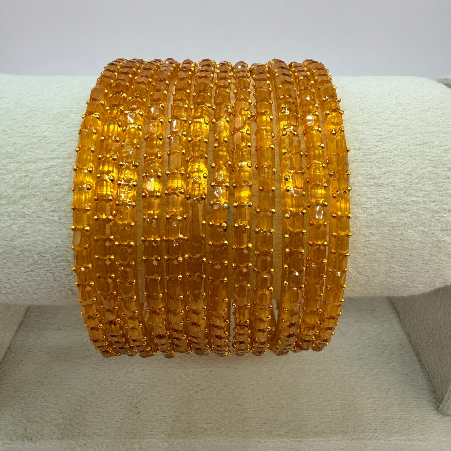 Square Cut Crystal Bead Glass Bangles Set for Women – 12 Pieces (1 Dozen) | Sparkling Crystal Finish | Traditional Fashion Jewellery