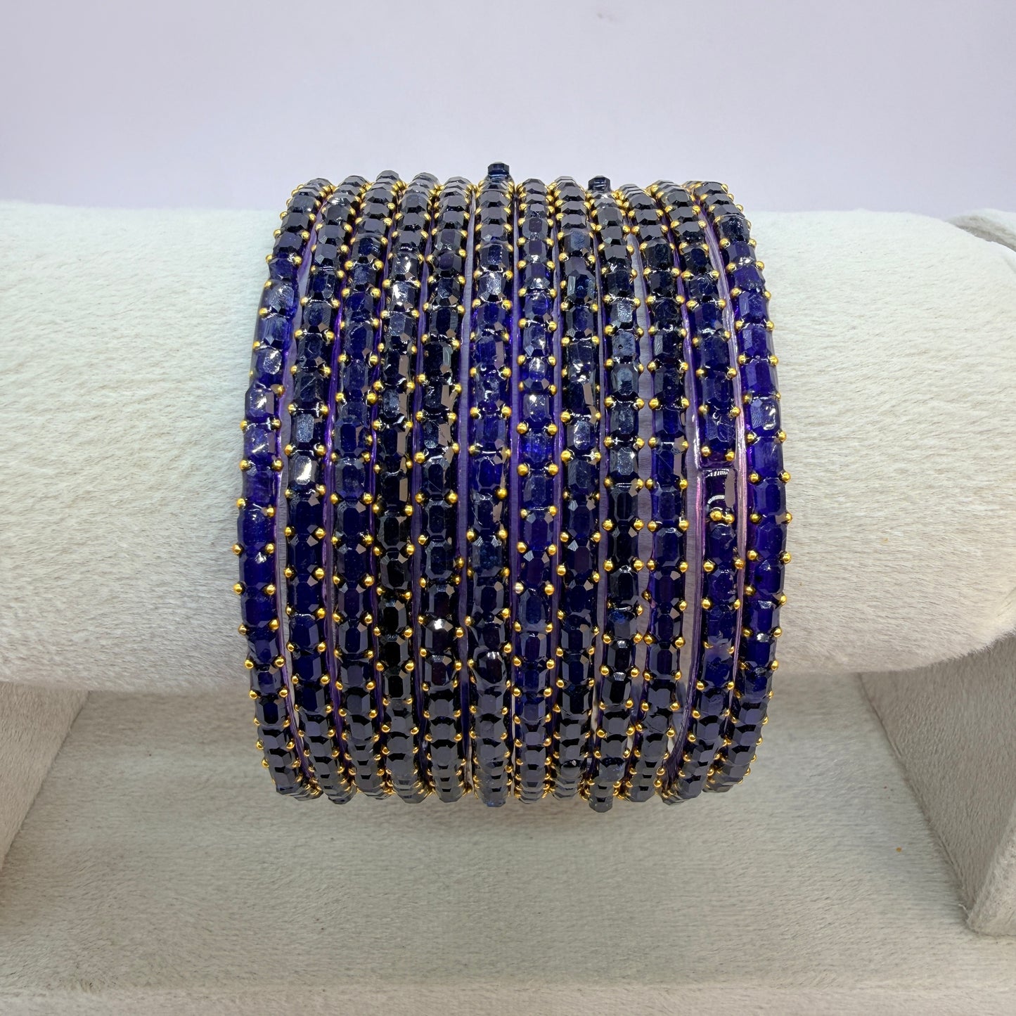 Square Cut Crystal Bead Glass Bangles Set for Women – 12 Pieces (1 Dozen) | Sparkling Crystal Finish | Traditional Fashion Jewellery