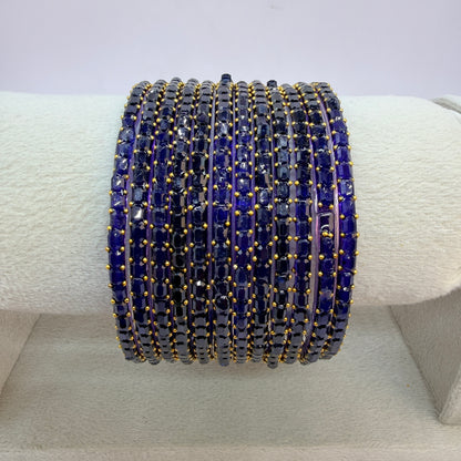 Square Cut Crystal Bead Glass Bangles Set for Women – 12 Pieces (1 Dozen) | Sparkling Crystal Finish | Traditional Fashion Jewellery