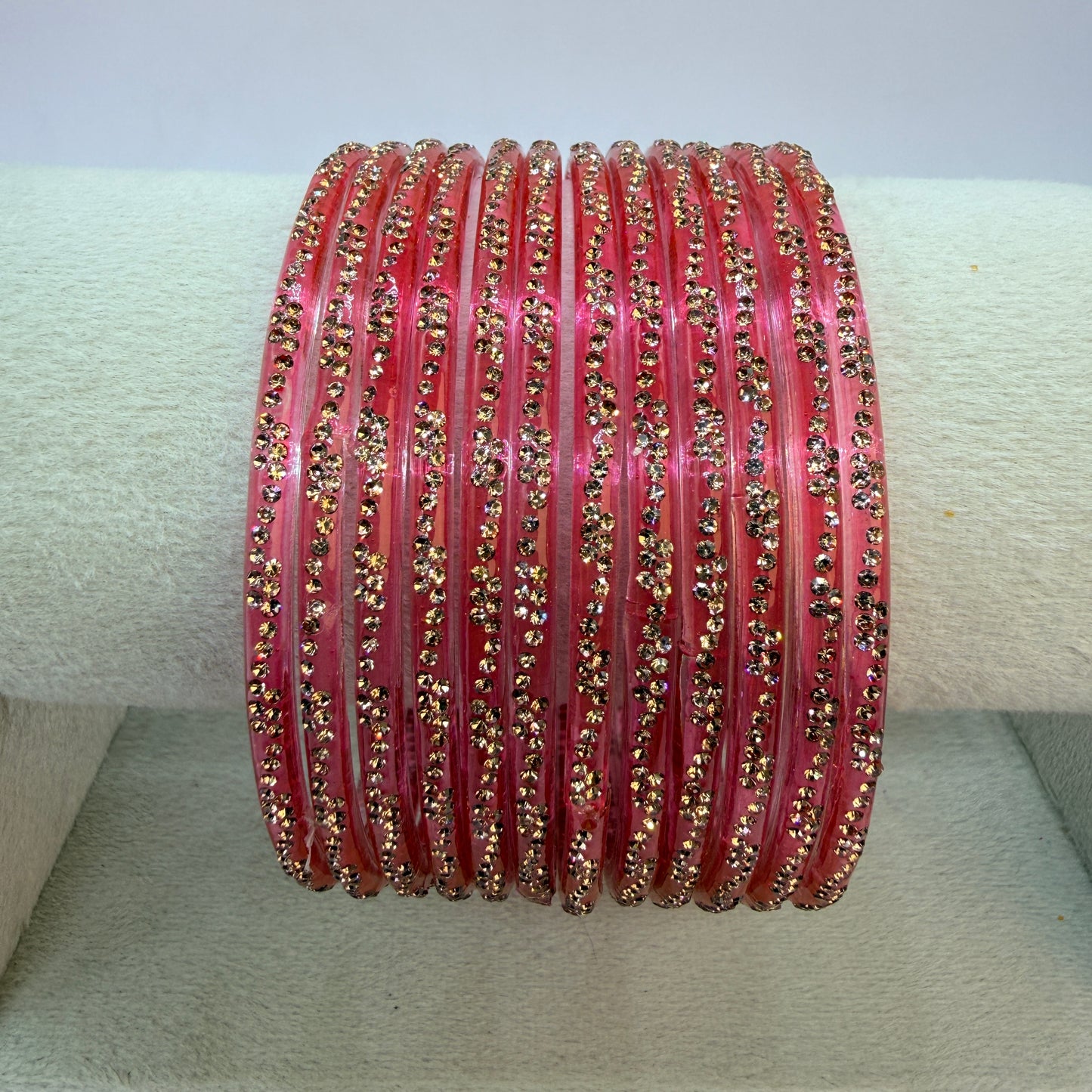 Continuous Crystal Stone Glass Bangles Set for Women – 12 Pieces (1 Dozen) | Traditional Bridal & Party Wear Bangles