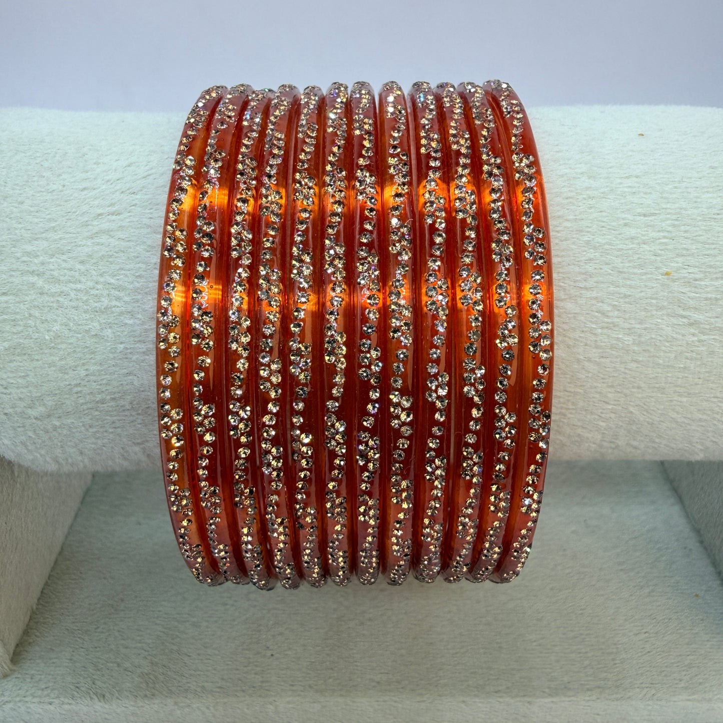 Continuous Crystal Stone Glass Bangles Set for Women – 12 Pieces (1 Dozen) | Traditional Bridal & Party Wear Bangles