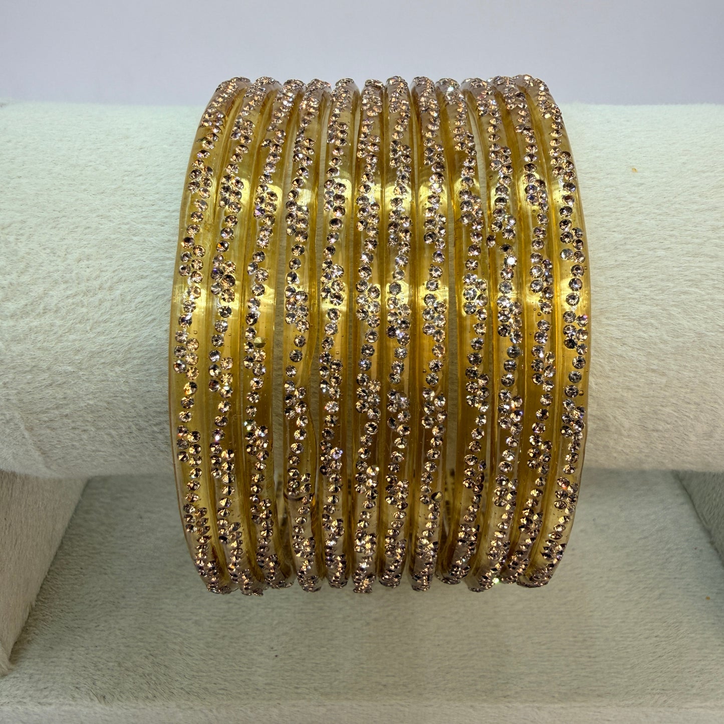 Continuous Crystal Stone Glass Bangles Set for Women – 12 Pieces (1 Dozen) | Traditional Bridal & Party Wear Bangles