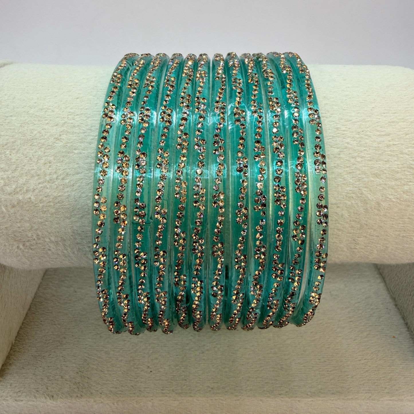 Continuous Crystal Stone Glass Bangles Set for Women – 12 Pieces (1 Dozen) | Traditional Bridal & Party Wear Bangles