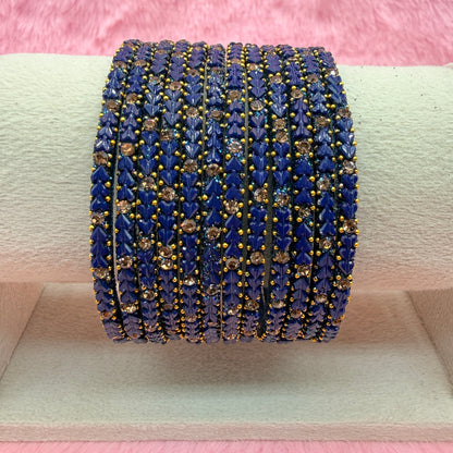 Premium Heart Stone Glass Bangle Set with Crystal Sparkle | 12 Piece Traditional Fashion Bangles | Multiple Colors Available
