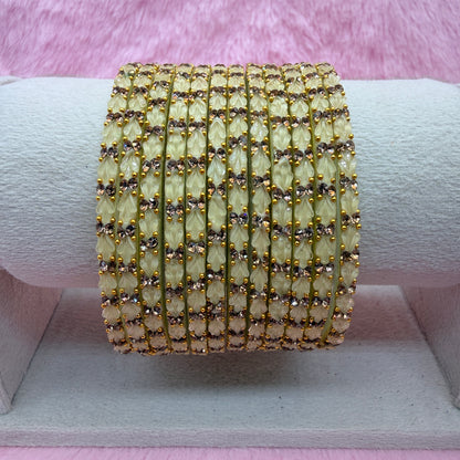Thulir Glass Bangles with Crystal Stone Work – 1 Dozen (12 Pieces) | Premium Bridal & Party Wear Bangle Set