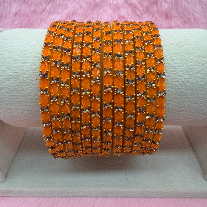 Thulir Glass Bangles with Crystal Stone Work – 1 Dozen (12 Pieces) | Premium Bridal & Party Wear Bangle Set