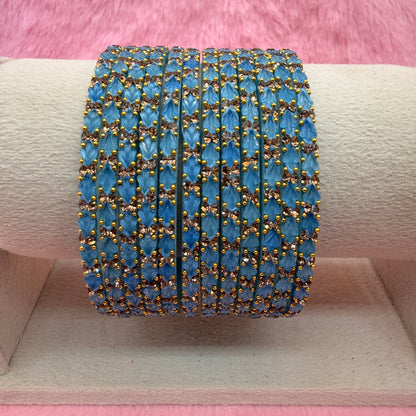 Thulir Glass Bangles with Crystal Stone Work – 1 Dozen (12 Pieces) | Premium Bridal & Party Wear Bangle Set