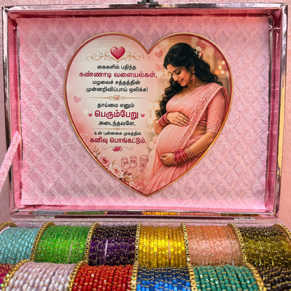 Premium Valaikappu Rain Drop Glass Bangle Combo Gift Box – Multicolor Collection | Size 2.8