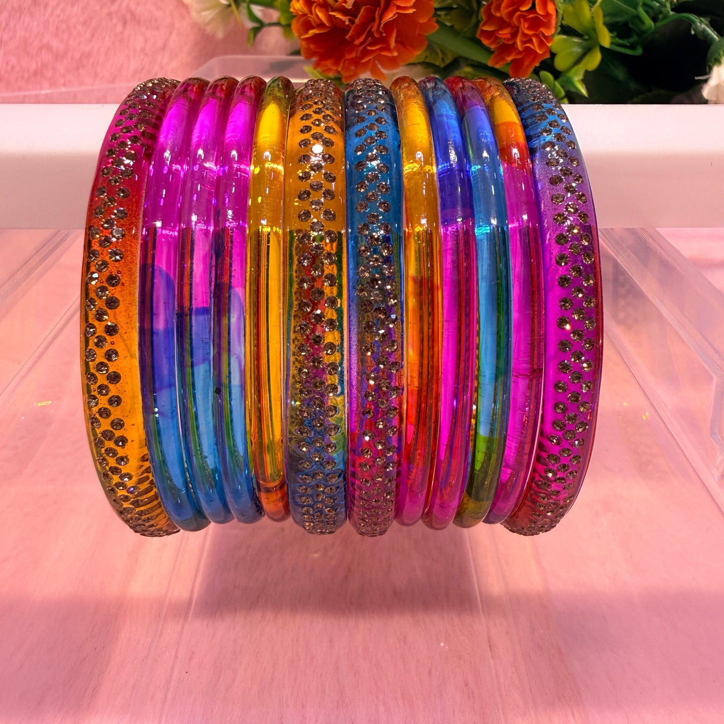 Jelly Bangle Set with Stone Bangles | Premium Fashion Bangles