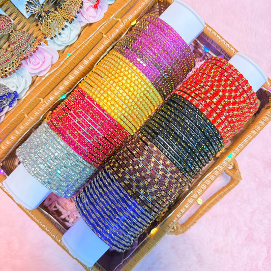 8 Set Trending Glass Bangles with Matching Jhumka Earrings | Premium Gift Hamper Box | Size 2.6