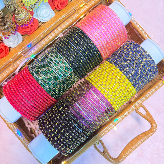 8 Set Trending Glass Bangles with Matching Jhumka Earrings | Premium Gift Hamper Box | Size 2.6