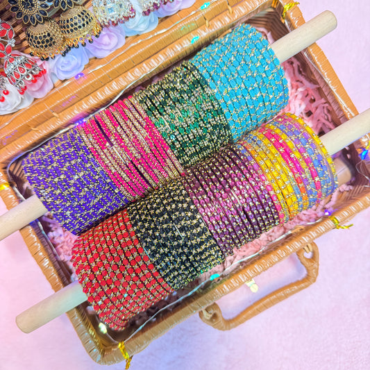 8 Set Trending Glass Bangles with Matching Jhumka Earrings | Premium Gift Hamper Box | Size 2.6