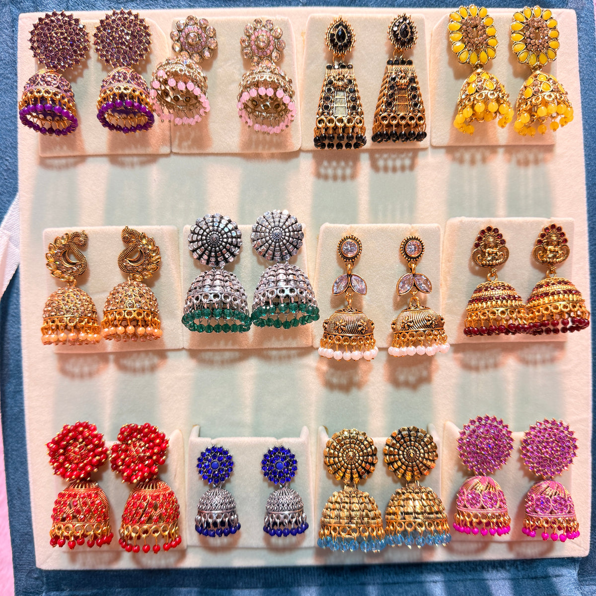 12 Set Trending Glass Bangles with Matching Jhumka Earrings Combo | Size 2.6 | Premium Jewelry Gift Box