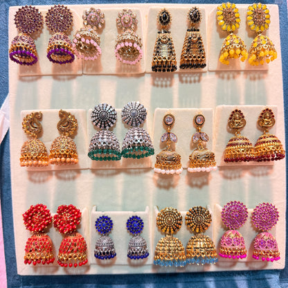 12 Set Trending Glass Bangles with Matching Jhumka Earrings Combo | Size 2.6 | Premium Jewelry Gift Box