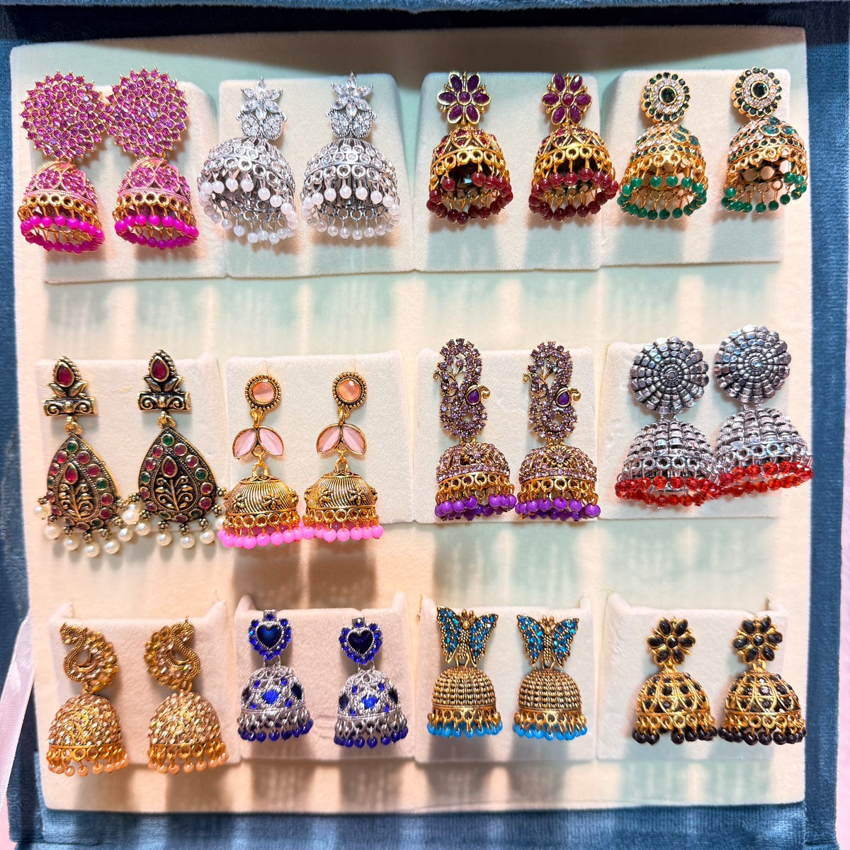 12 Set Trending Glass Bangles with Matching Jhumka Earrings Combo | Size 2.8 | Premium Jewelry Gift Box