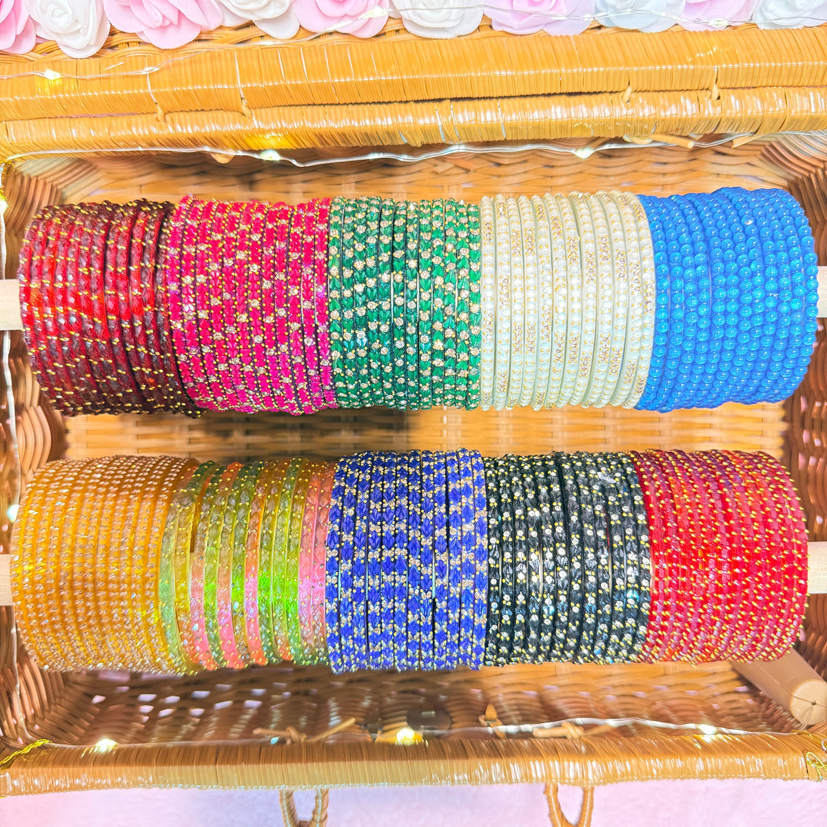 10 Set Crafted Glass Bangle Hamper Set with Matching Earrings | Size : 2.8