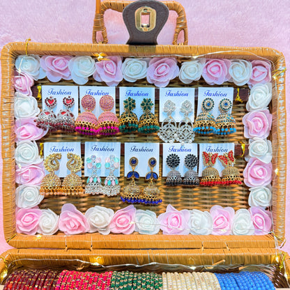 10 Set Crafted Glass Bangle Hamper Set with Matching Earrings | Size : 2.8
