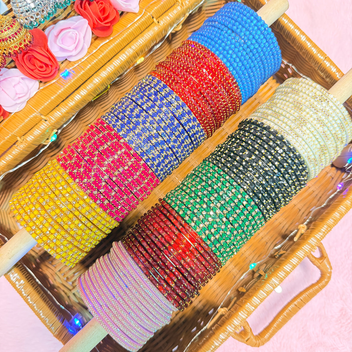 10 Set Crafted Glass Bangle Hamper Set with Matching Earrings | Size 2.6