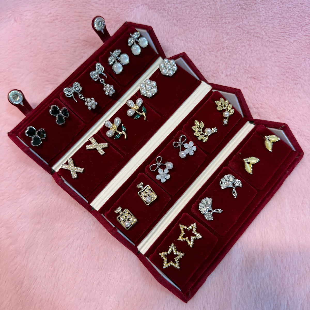12 Set Trendy Earrings Combo with Tamil Kavithai Card | Premium Foldable Velvet Gift Box