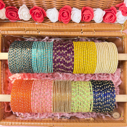 Premium Valaikappu Glass Bangle Hamper Gift Box – 10 Color Designer Bangles Set in Handcrafted Suitcase | Size 2.8