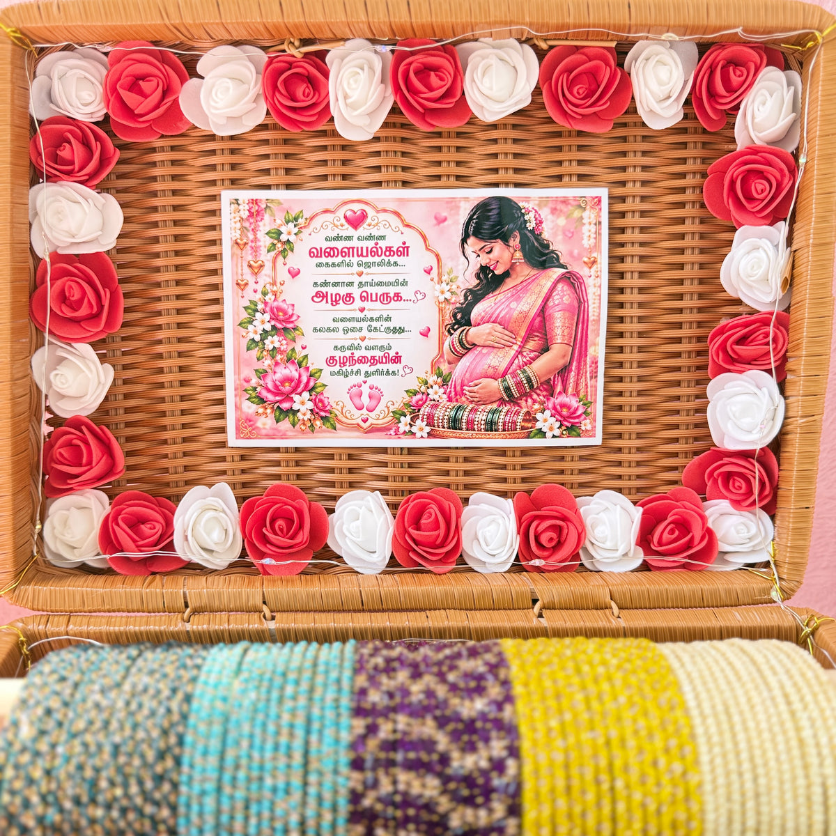 Premium Valaikappu Glass Bangle Hamper Gift Box – 10 Color Designer Bangles Set in Handcrafted Suitcase | Size 2.8