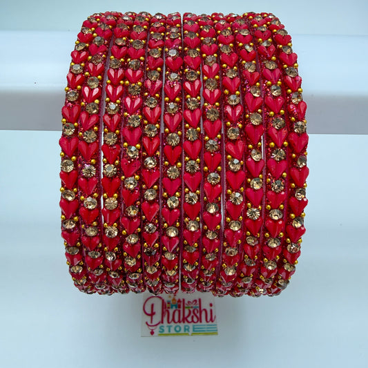 Heart Cutting Glass Bangle Set for Women – Designer Crystal Party Wear Bangles