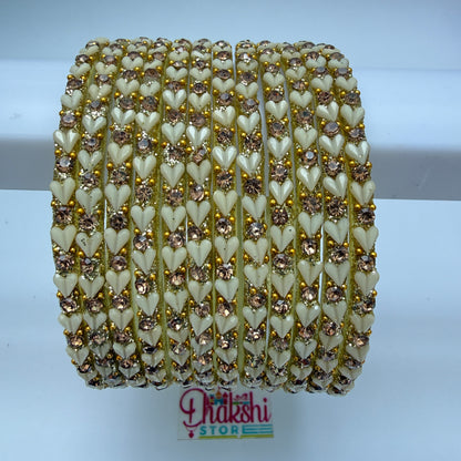 Heart Cutting Glass Bangle Set for Women – Designer Crystal Party Wear Bangles