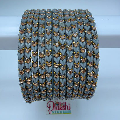 Heart Cutting Glass Bangle Set for Women – Designer Crystal Party Wear Bangles