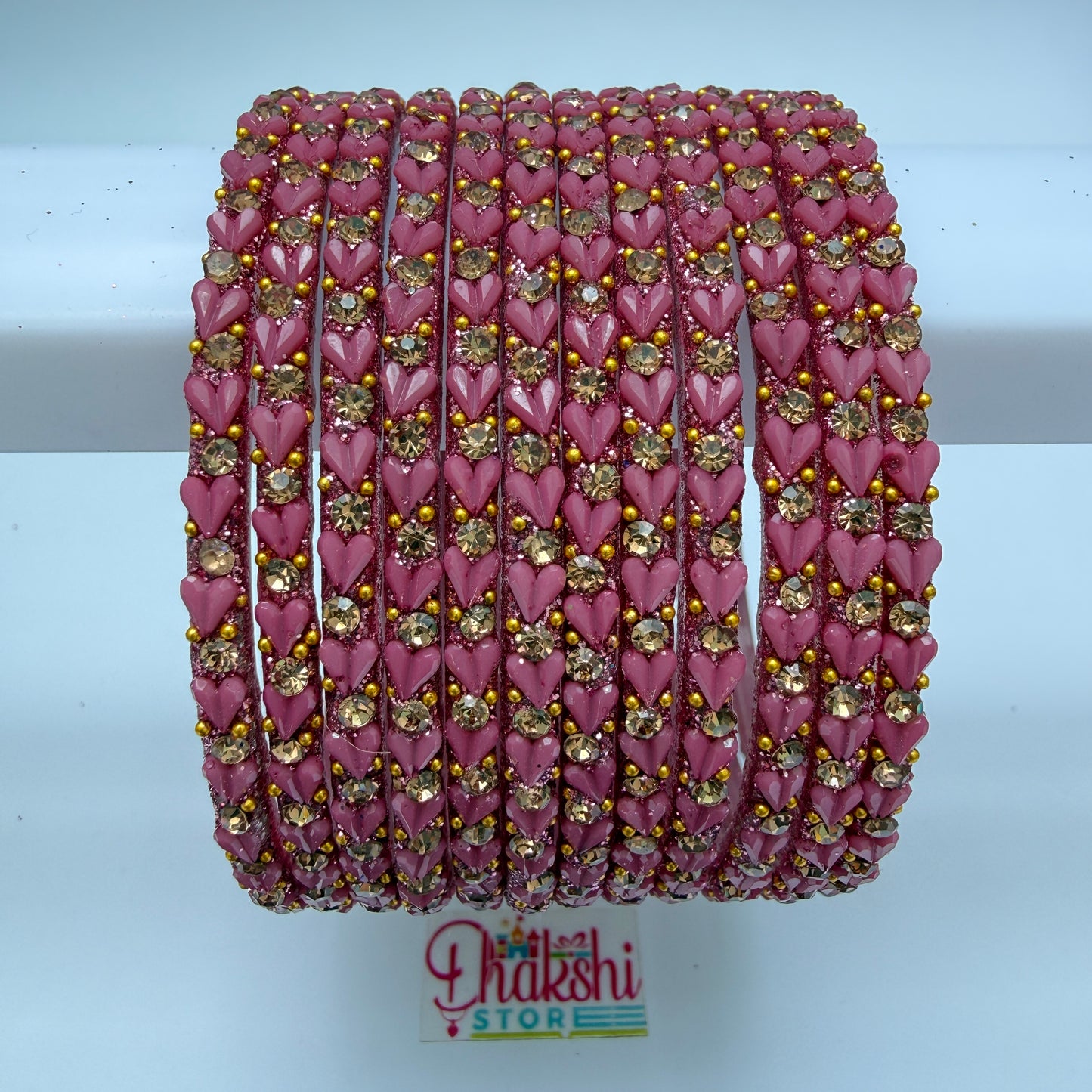 Heart Cutting Glass Bangle Set for Women – Designer Crystal Party Wear Bangles