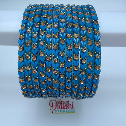 Heart Cutting Glass Bangle Set for Women – Designer Crystal Party Wear Bangles