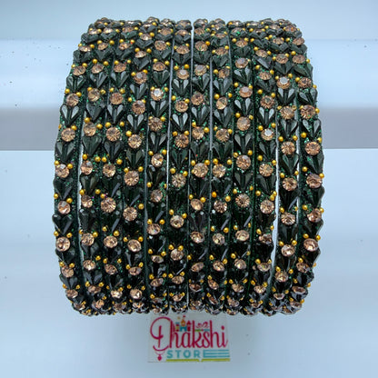 Heart Cutting Glass Bangle Set for Women – Designer Crystal Party Wear Bangles