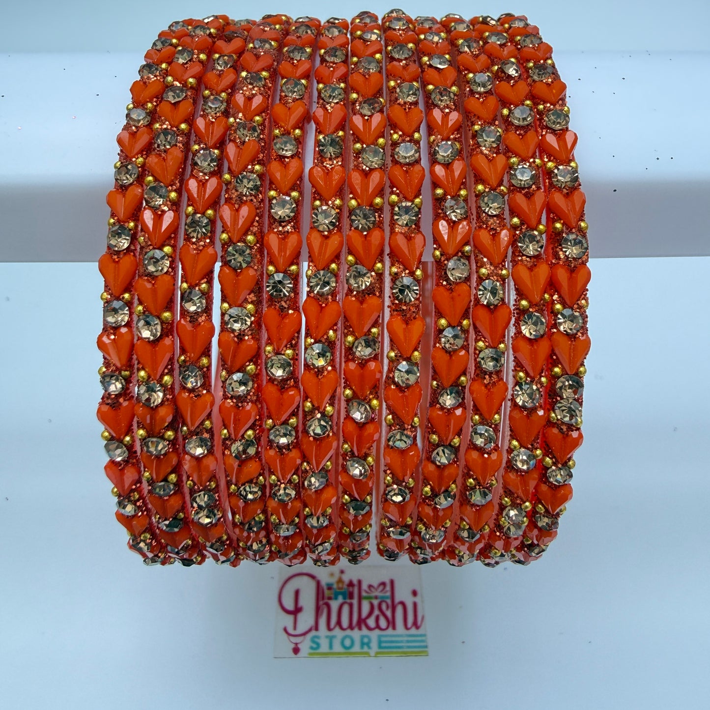 Heart Cutting Glass Bangle Set for Women – Designer Crystal Party Wear Bangles