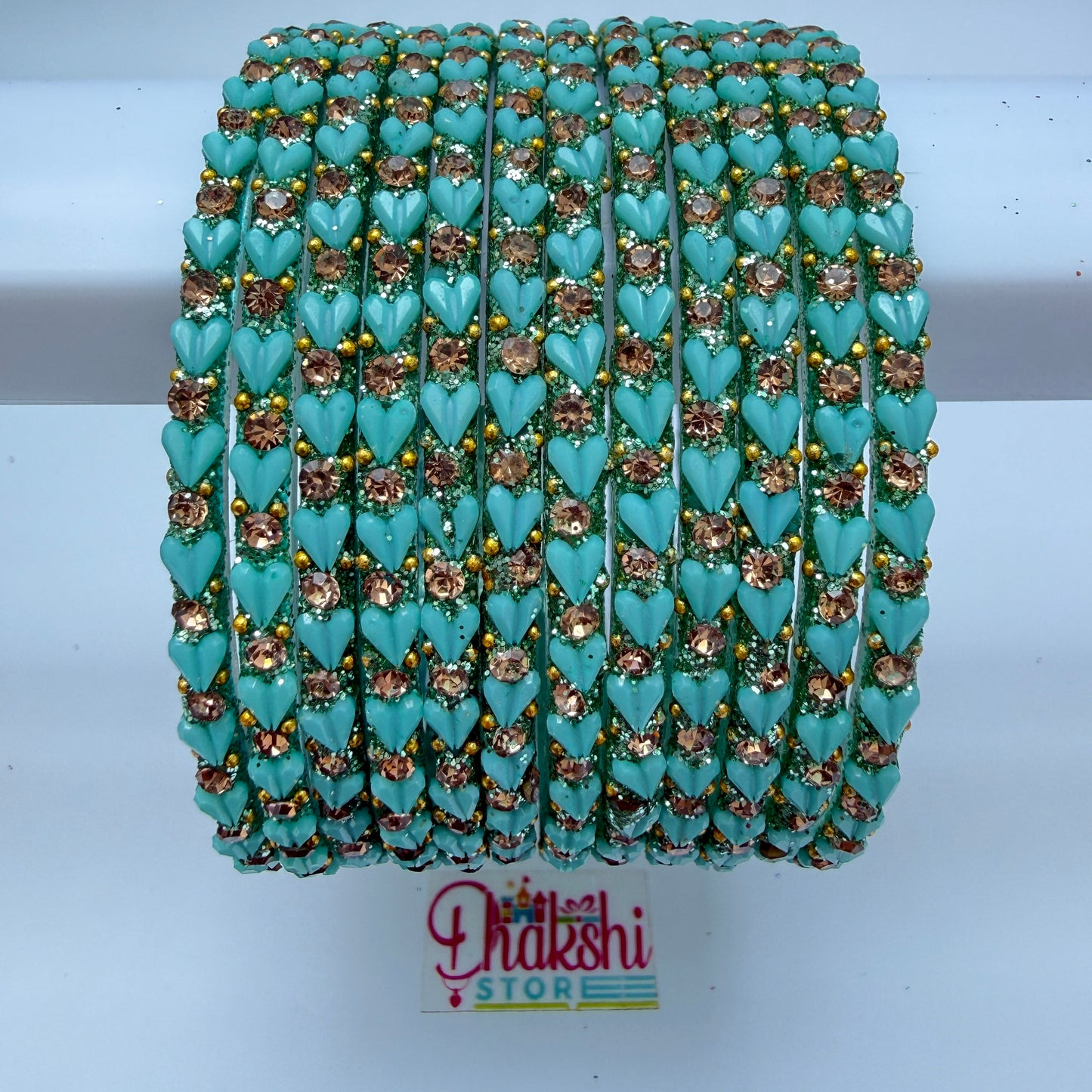 Heart Cutting Glass Bangle Set for Women – Designer Crystal Party Wear Bangles