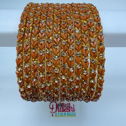 Heart Cutting Glass Bangle Set for Women – Designer Crystal Party Wear Bangles