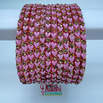 Heart Cutting Glass Bangle Set for Women – Designer Crystal Party Wear Bangles