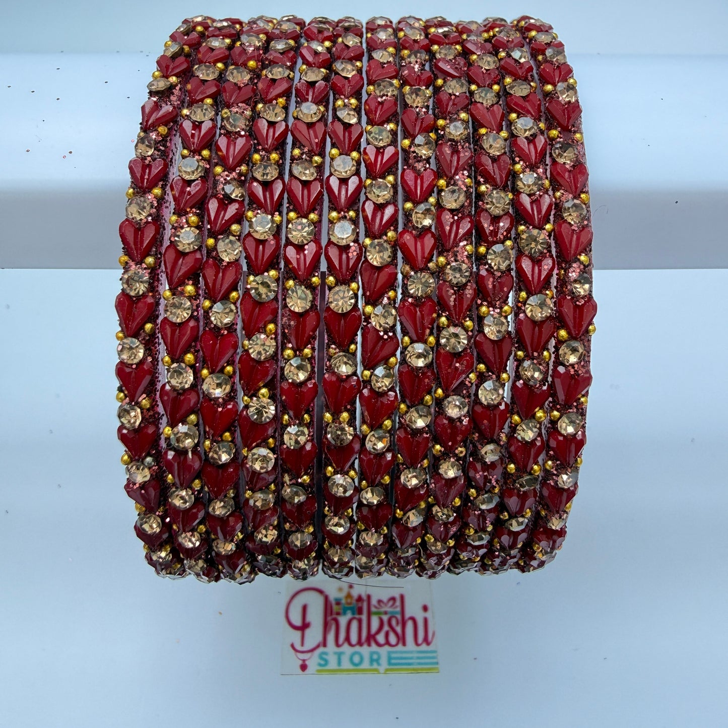 Heart Cutting Glass Bangle Set for Women – Designer Crystal Party Wear Bangles